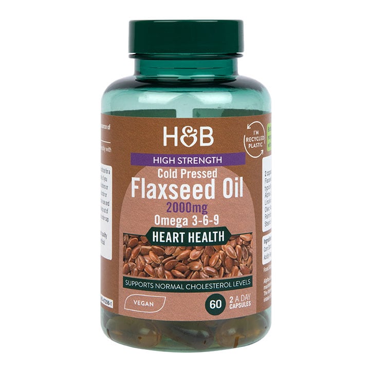 Holland & Barrett Vegan High Strength Flaxseed Triple Omega 3-6-9 Oil 60 Capsules-1