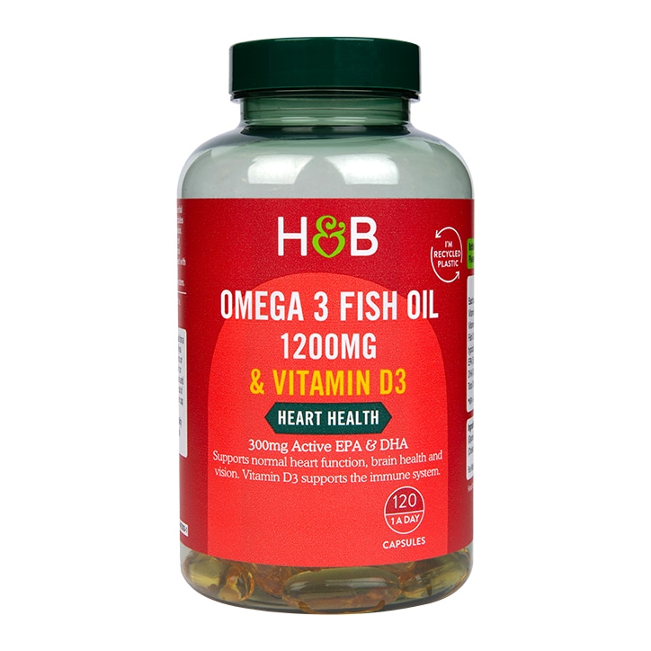 Holland & Barrett Omega 3 Fish Oil + D3 1200mg 120 Capsules-1