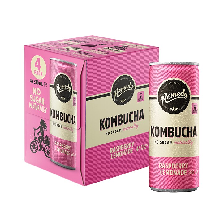 Remedy Kombucha Raspberry Lemonade 4 x 330ml-1