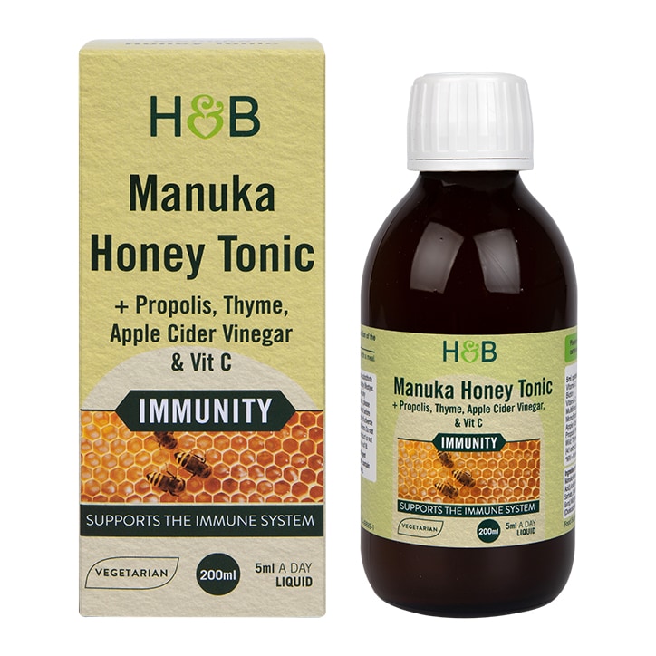 Holland & Barrett Manuka Honey Tonic + Propolis, Thyme, Apple Cider Vinegar & Vit C 200ml Liquid-1