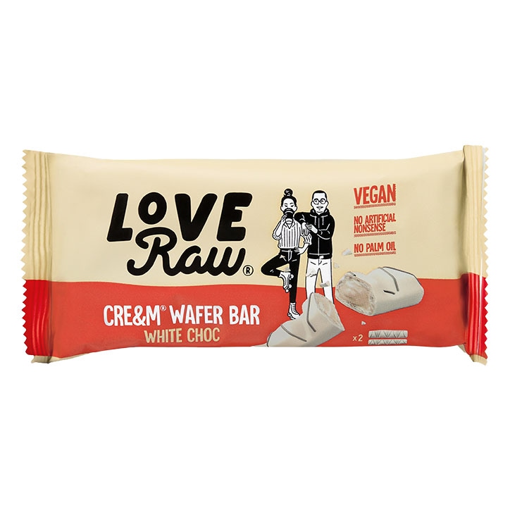 Love Raw 2 Vegan White Chocolate Cre&m Wafer Bars 44g-1