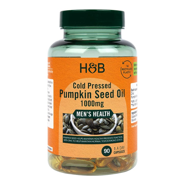 Holland & Barrett Cold Pressed Pumpkin Seed Oil 1000mg 90 Capsules-1