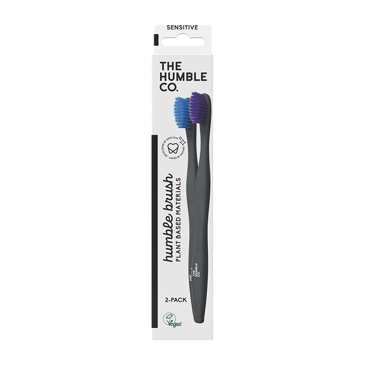 Humble Plant Based Sensitive Toothbrush - Pack of 2 (Blue/Purple or Black/White)-1
