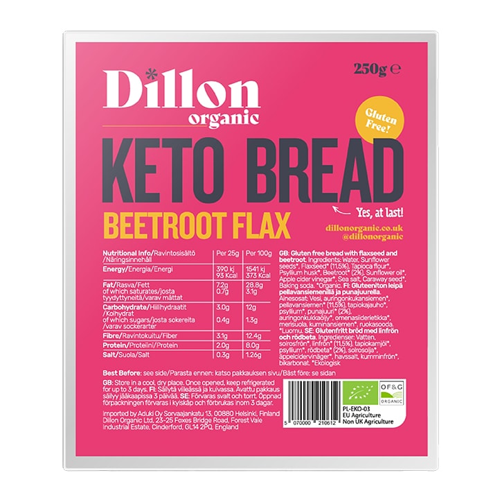 Dillon Organic Beetroot Flax Keto Bread 250g-1