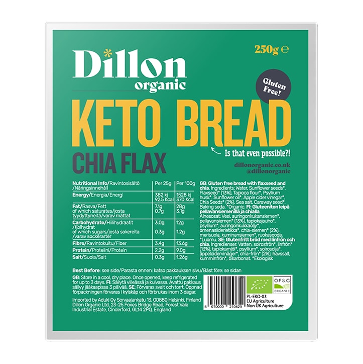 Dillon Organic Chia Flax Keto Bread 250g-1