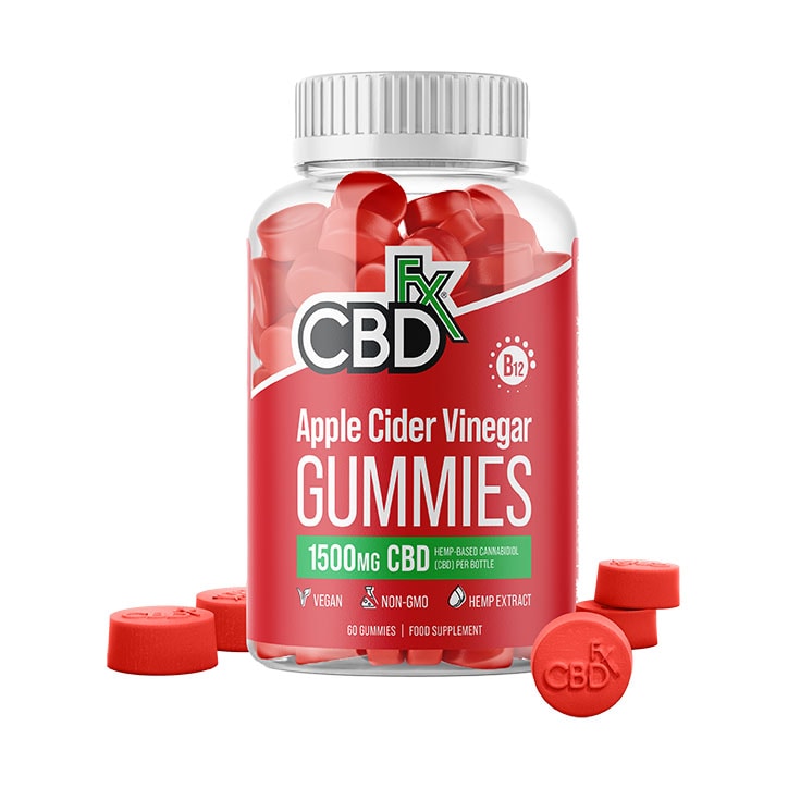 CBDfx Apple Cider Vinegar & Vitamin B12 CBD Gummies 1500mg 60 Gummies-1