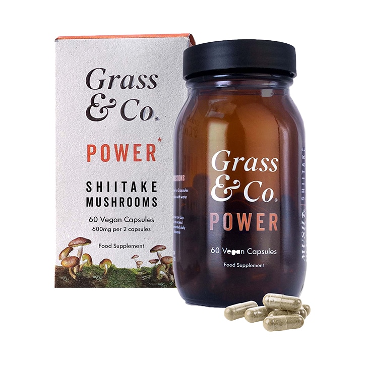 Grass & Co. POWER Shiitake Mushrooms with Holy Basil + Iron 60 Vegan Capsules-1