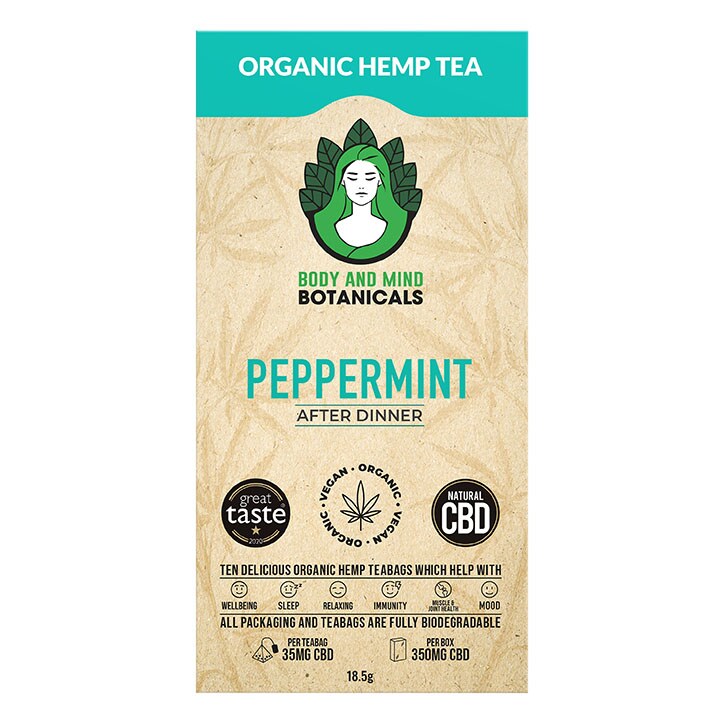 Body & Mind Botanicals CBD Hemp Tea Peppermint 10 Tea Bags-1