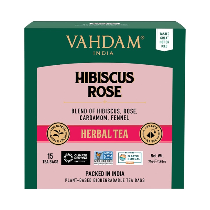 Vahdam Teas Hibiscus Rose Herbal Tea (15 Tea Bags)-1