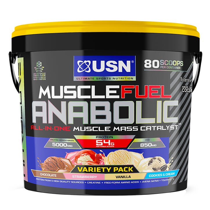 USN Muscle Fuel Anabolic Variety Pack Chocolate, Strawberry, Vanilla & Cookies 4kg-1