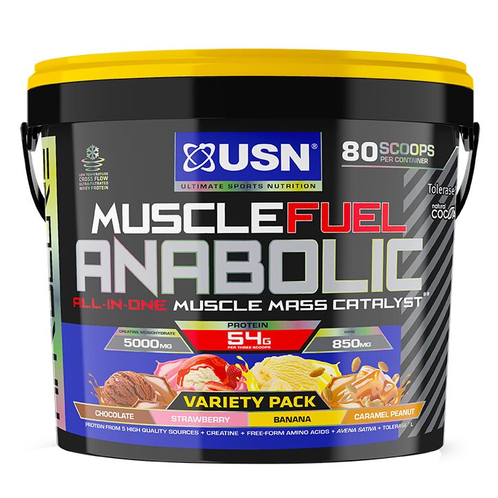 USN Muscle Fuel Anabolic Variety Pack Chocolate, Strawberry, Banana, Caramel 4kg-1