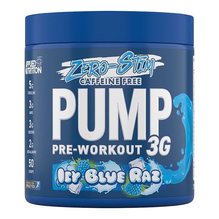 Applied Nutrition Caffeine Free Pump  3G Pre Workout Icy Blue Raz 375g-1