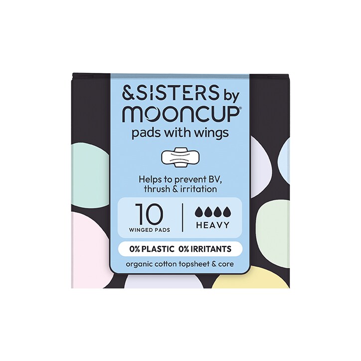 &SISTERS by Mooncup Organic Cotton Period Pads with Wings - Heavy 10 Pack-1