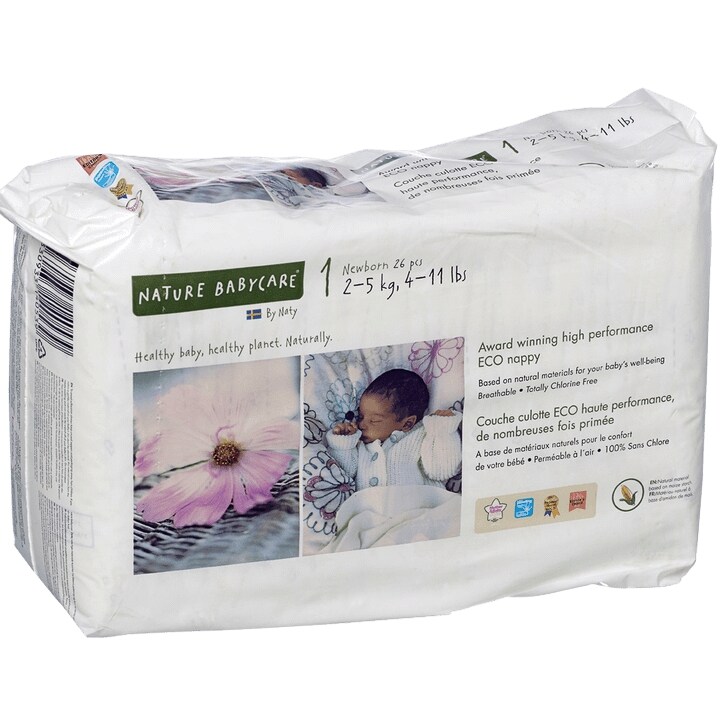 Naty By Nature Natural 26 Nappies Size 1 New Born-1