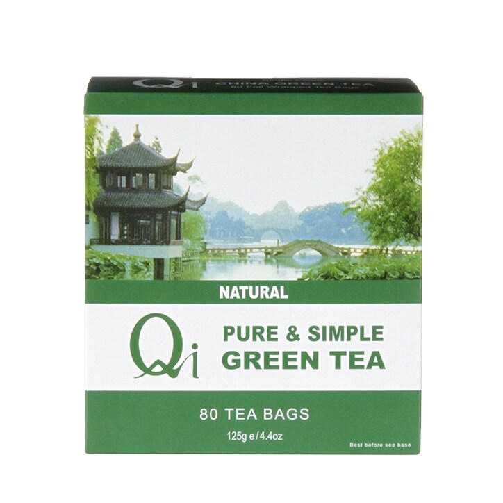 Qi Teas Green Tea Pure & Simple 80 Tea Bags-1