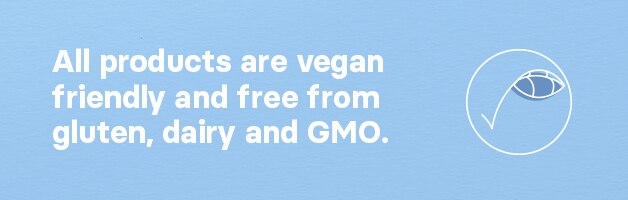 Vegan friendly and free from gluten, dairy and GMO