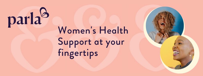 Parla logo and the text Menopause Support at your fingertips