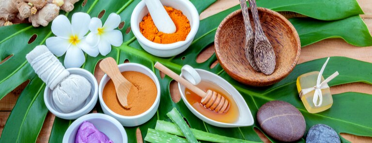 selection of natural ingredients used in beauty products
