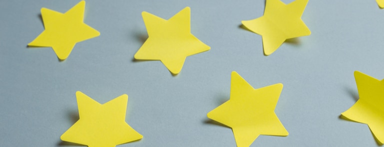 closeup of paper star stickers