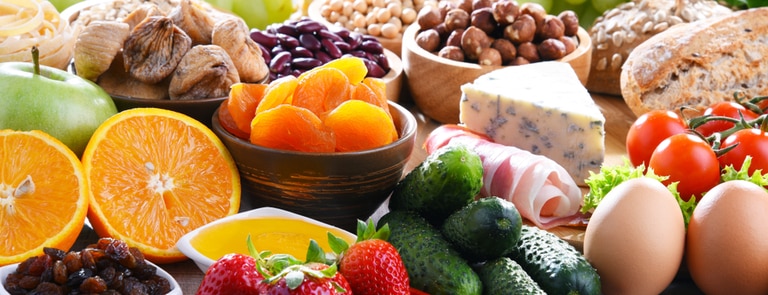 balanced diet food colourful array