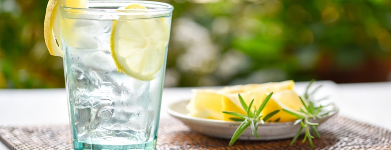 glass of lemon infused water