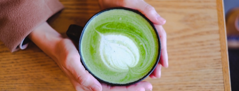 matcha green tea in teacup
