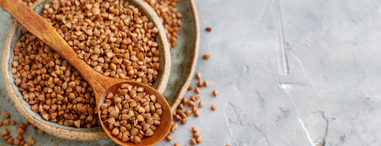 a bowl of buckwheat grains