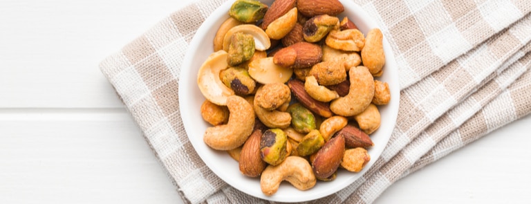bowl of mixed spicy nuts