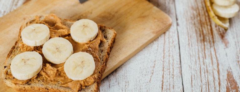 peanut butter and banana on wholemeal toast
