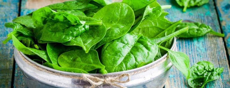 bowl of raw spinach