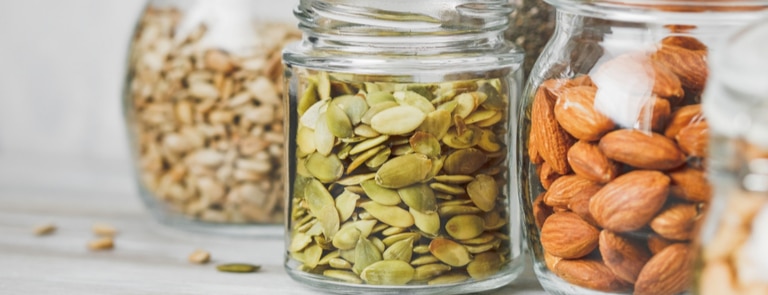 jars of seeds and nuts