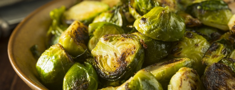 maple roasted brussels sprouts for vegan christmas dinner side dish 