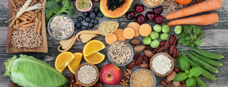 probiotics rich food on a wooden table