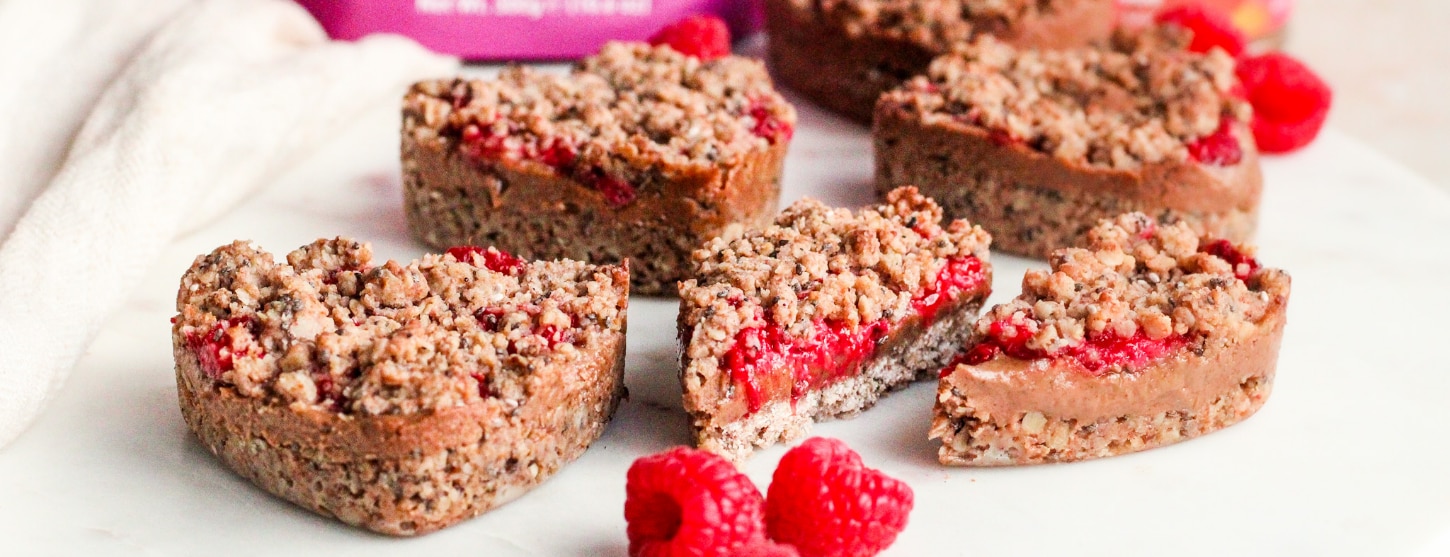 berry flapjack hearts made with overnight superfood oats