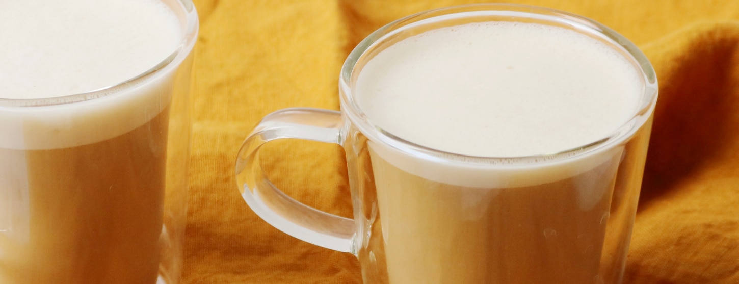 two cups of vegan maca latte 