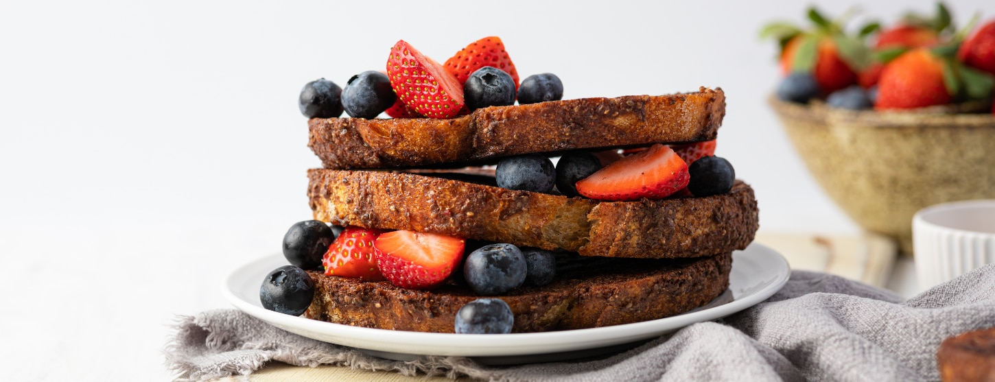 vegan french toast with chocolate and berries