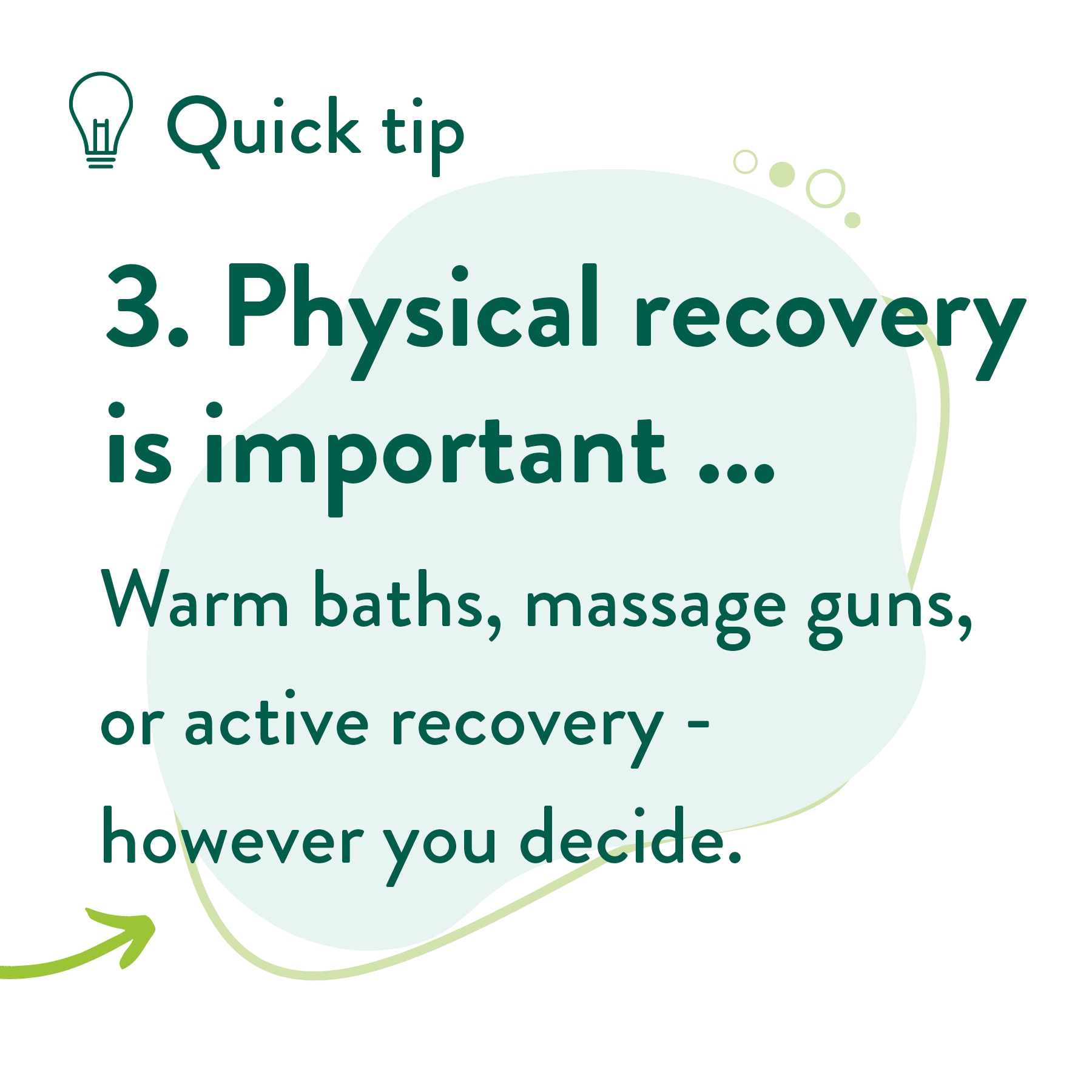. Physical recovery is important... Warm baths, massage guns, or active recovery - however you decide. 