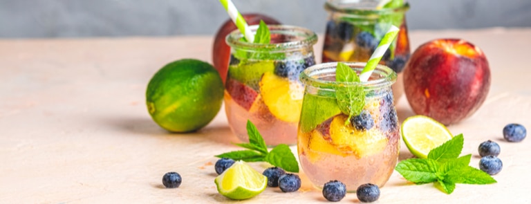 fruit infused water in glasses 