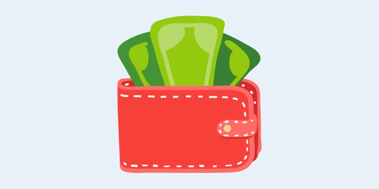 Illustration of wallet with bank notes
