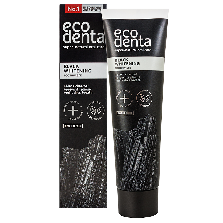 Ecodenta  Expert Black Whitening dentifrice blanchissant au charbon noir sans fluorure 100 ml