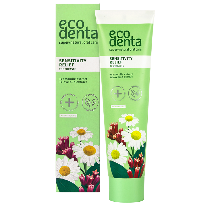 Ecodenta  Green Sensitivity Relief dentifrice pour dents sensibles au fluorure saveur Chamomile/Clove 100 ml