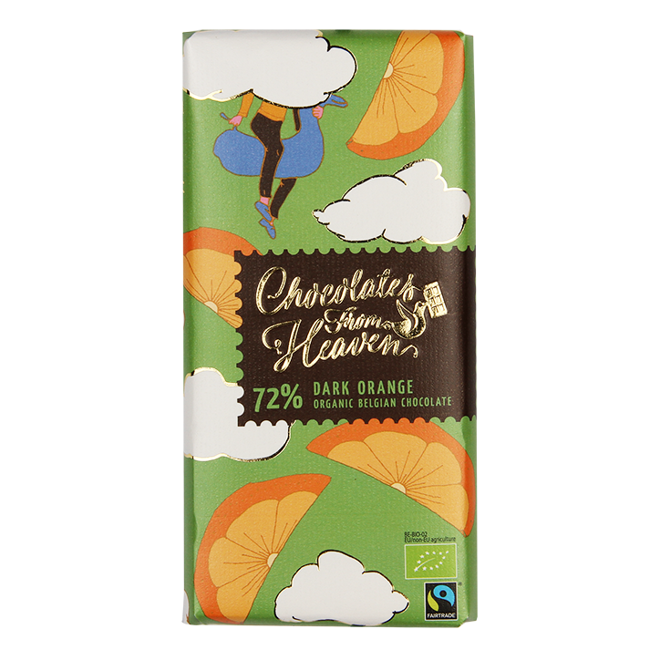 Chocolates From Heaven Chocolat Noir 72% Orange - 100g