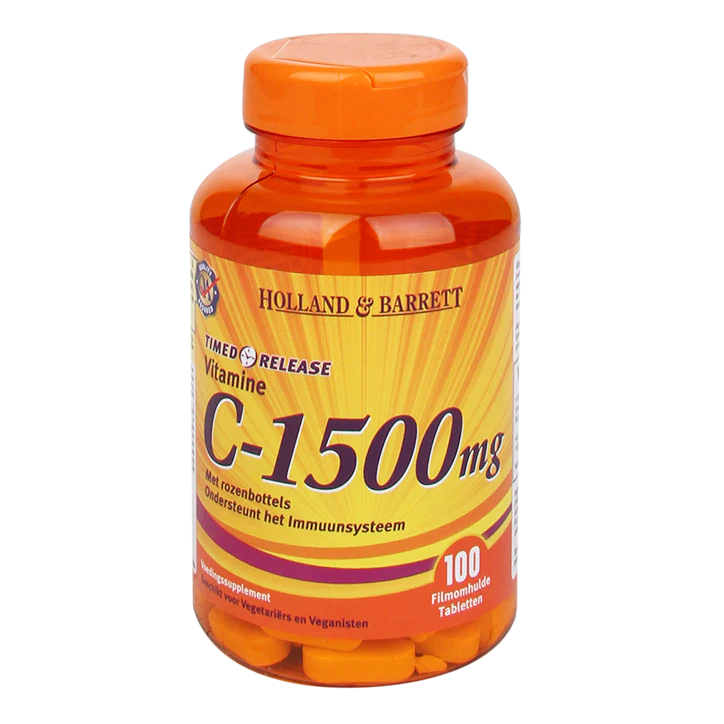 Holland & Barrett Timed Release Vitamin C With Wild Rose Hips 100 Caplets 1500mg