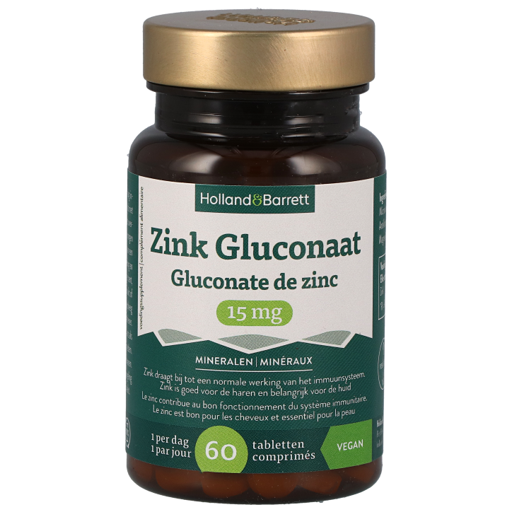    Zink Gluconaat 15 mg - 60 tabletten