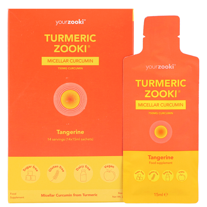 YourZooki Turmeric Zooki Micellar Curcumin 750mg Tangerine Flavour 15ml (14 zakjes)