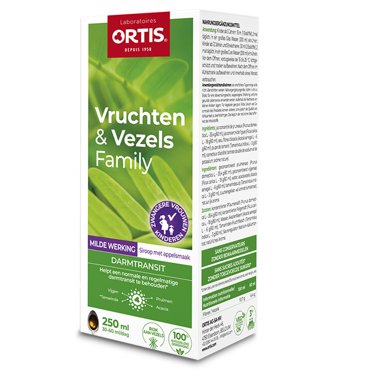 Ortis Vruchten & Vezels Darmtransit Milde Werking Vloeibaar (250ml)