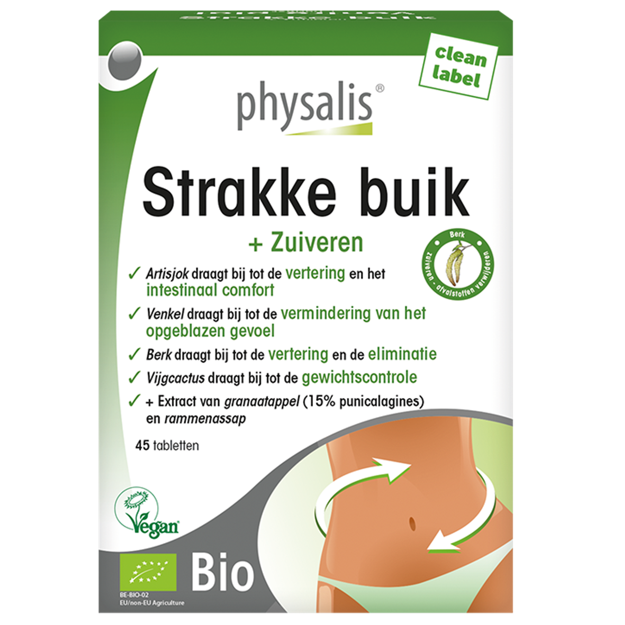 Physalis Strakke Buik Bio - 45 tabletten