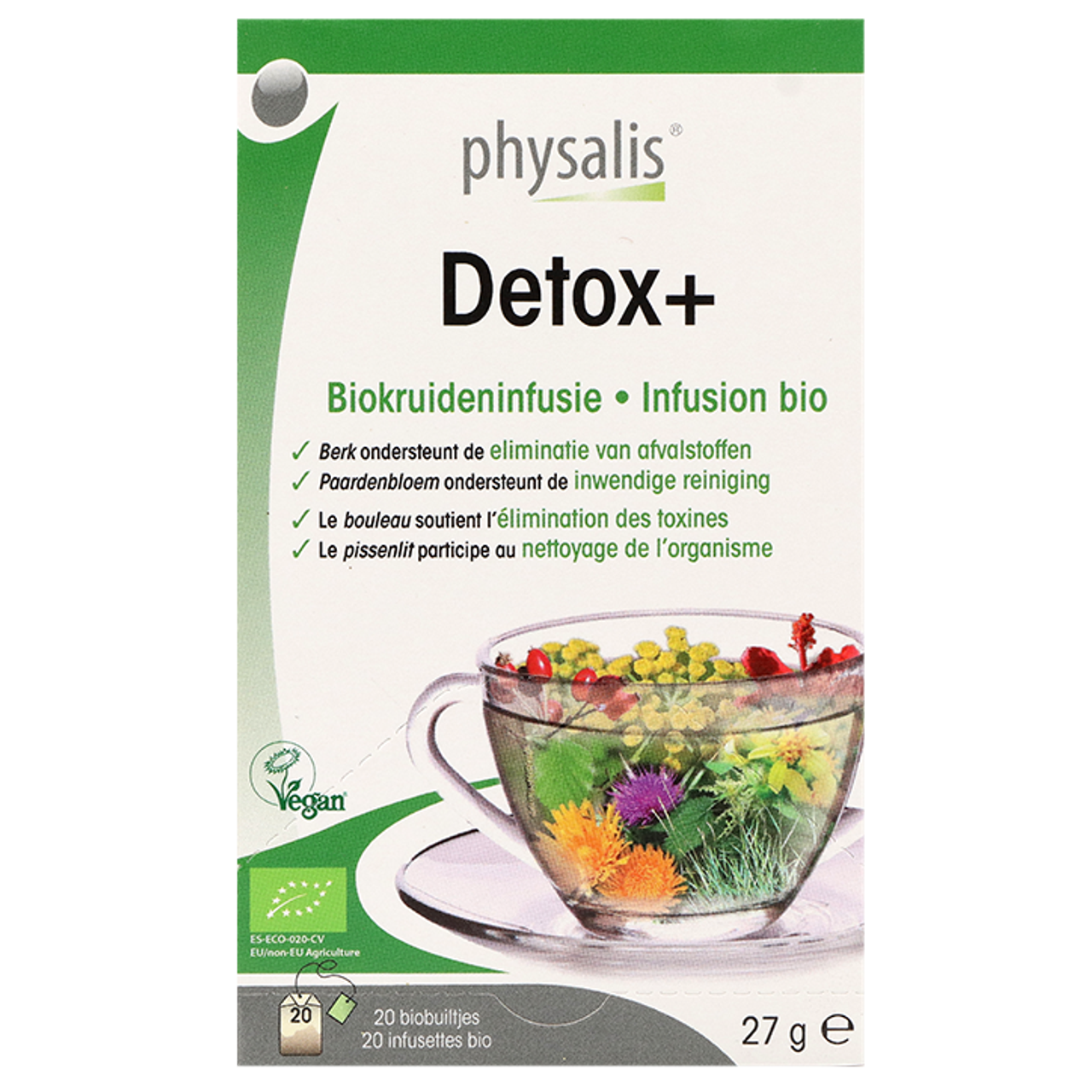 Physalis Kruideninfusie Detox+ BIO - 20 theezakjes
