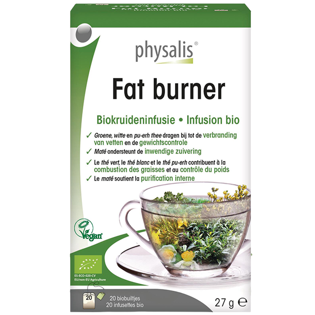 Physalis Kruideninfusie Fat Burner BIO - 20 theezakjes