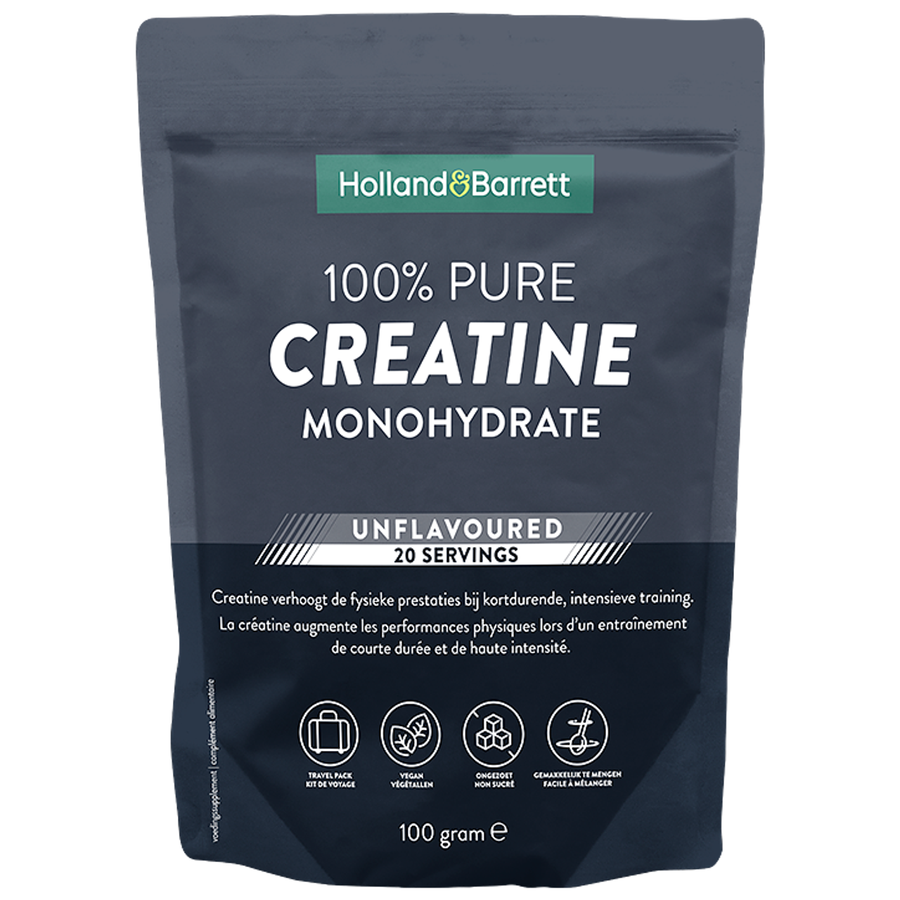 Holland & Barrett 100% Puur Creatine Monohydraat Reisverpakking - 100g